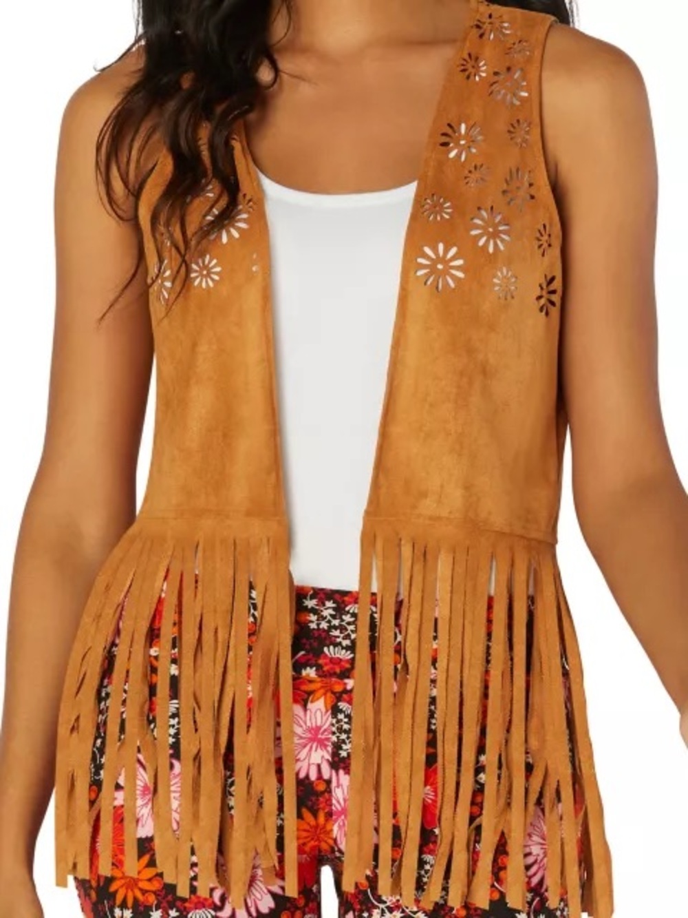 Women’s Spirit Halloween Suede Vest Hippie Costume - Picture 3 of 13